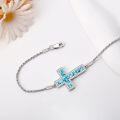 wholesale 925 Sterling Silver Turquoise Stone Cross Charm Bracelet s for Women and Girls-0-2