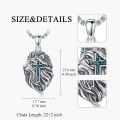 wholesale 925 Sterling Silver Turquoise Stone Aztec Lion Head Cross Pendant Necklaces for Men-0-4