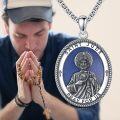 wholesale 925 Sterling Silver Saint Jude Medal Prayer Pendant Necklace for Men & Women-0-2