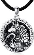 wholesale 925 Sterling Silver Egyptian God Anubis Medallion Cross Pendant Leather Chain Necklaces for Men Women Christian Catholic Gift Jewelry-0-0