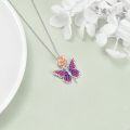 wholesale Sterling Silver Butterfly Rose Necklace - rhodium-and-rose-gold-plated-0-3