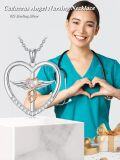 wholesale 925 Sterling Silver Heart-Shaped Caduceus Pendant Necklace for Vets and Nurses-0-5