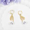 wholesale 925 Sterling Silver Plated Gold Pearl Skeleton Hand Dangle Earrings - Gothic Halloween  for Her-0-1