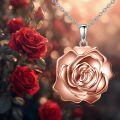 wholesale 925 Sterling Silver Rose Flower Rotatable Pendant Necklaces for Women Gifts-0-2
