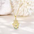 wholesale Gold 925 Sterling Silver Evil Eye Hamsa Hand Pendant Necklaces for Women Gifts-0-2