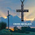 wholesale Sterling Silver Men s Black Cross Necklace with Turquoise Pendant-0-11