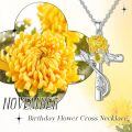 wholesale 925 Sterling Silver Cross Pendant With Red Gemstone And Lily Design-0-37