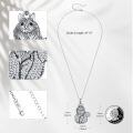 wholesale 925 Sterling Silver Oxidized Long Haired Cat Pendant Necklace With Pave Cz Stones-0-1