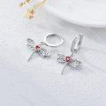 wholesale 925 Sterling Silver Red Crystal Dragonfly Heart Celtic Huggie Hoop Dangle Earrings-0-3