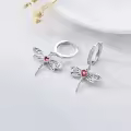 wholesale 925 Sterling Silver Red Crystal Dragonfly Heart Celtic Huggie Hoop Dangle Earrings Wholesale-0-3