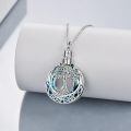 wholesale 925 Sterling Silver White Gold Plated Tree Of Life Blue Crystal Cremation Urn Pendant Necklace-0-3