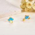 wholesale 14K Gold Blue Opal Mushroom Stud Earrings for Women Gift Ideas-0-2