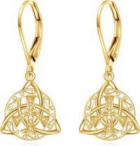wholesale 10K Golden Celtic Knot Drop Earrings for Women - Irish Style s-Peace Sign Earrings