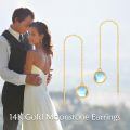 wholesale 14K Gold Moonstone Threader Earrings for Women - Long Dangle Drop Chain s for Mothers' Day or Birthdays-0-1