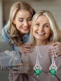 wholesale 925 Sterling Silver Heart Birthstone Celtic Knot Dangle Leverback Earrings-0-81