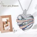 wholesale 925 Sterling Silver Blue Crystal Heart Butterfly Pendant Necklaces for Women I Love You Forever s-0-1