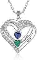 wholesale TOUPOP Customized Heart Necklace Sterling Silver Personalized 1-4 Names Birthstones Pendant Jewelry For Her Women Birthday Christmas Gifts -0-0