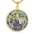 wholesale 925 Sterling Silver Round Pendant with Abalone Shell and Saint Medal - Mens Religious s-0-0