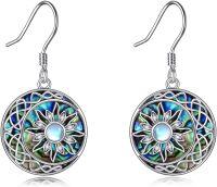 wholesale 925 Sterling Silver Celtic Knot Moon & Sun Shell Drop Earrings Gifts for Her-Sun and Moon