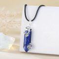 wholesale 925 Sterling Silver Blue Sodalite Crystal Skull with Rose Pendant Necklace-0-4
