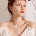 wholesale 925 Sterling Silver Angel Winged Heart with Orange Rose Pendant Necklace s for Women-0-3