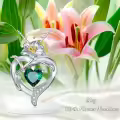 TOUPOP Sterling Silver & Birthstone Heart Birth Flower Pendant Necklace-0-1