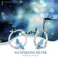 wholesale 925 Sterling Silver Butterfly Blue Enamel Opal Hoop Earrings For Women-0-5