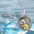 wholesale 925 Sterling Silver Dolphin Mother & Child Pendant Necklaces for Women Girl's Gift Jewelry-0-2