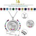 wholesale S925 Sterling Silver & Birthstone Round Mother Floating Locket Necklace - Adjustable Chain, Gift for Mom, Heartfelt Message, DIY Charm-0-4
