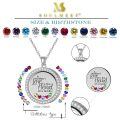 wholesale S925 Sterling Silver & Birthstone Round Mother Floating Locket Necklace - Adjustable Chain, Gift for Mom, Heartfelt Message, DIY Charm-0-4