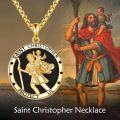 wholesale 925 Sterling Silver Plated Gold Saint Christopher Protect Us Religious Medal Necklace Jewelry 24 Chain -0-2
