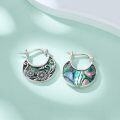 wholesale 925 Sterling Silver Abalone Shell Flower Round Hoop Earrings for Women-0-2