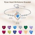 wholesale 925 Sterling Silver Rose Heart Birthstone Butterfly Bracelet for Women-0-4