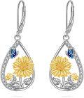 wholesale 925 Sterling Silver Sunflower Butterfly Teardrop Earrings Boho Gift for Women-0-0