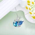 wholesale 14K Gold Blue Topaz Heart Shaped Wyvern Dragon Pendant Necklace for Women-0-2