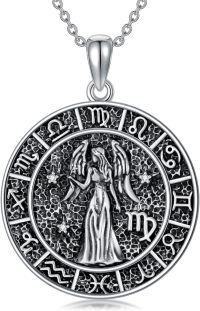 wholesale 925 Sterling Silver Virgo Zodiac Sign Necklace with Cubic Zirconia Accent and Roman Numerals for Women Girls Astrology Gift 48 Chain Length-Virgo