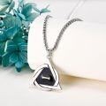 wholesale 925 Sterling Silver Black Obsidian Triangle Pendant Necklace  for Women Men Gothic s-0-2