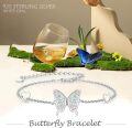 wholesale 925 Sterling Silver White Opal Butterfly Heart Charm Adjustable Bracelet for Women-0-5