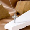 wholesale Silver Cross Urn Necklace for Ashes - 925 Sterling Silver Keepsake Jewelry with Star and Heart Design-0-3