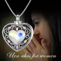 TOUPOP Sterling Silver Crystal Rose Flower Urn Necklace For Ashes Memorial Jewelry-0-2