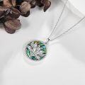 wholesale 925 Sterling Silver Abalone Shell Lotus Flower Pendant Necklace-0-3