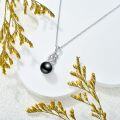 wholesale 925 Sterling Silver Black Pearl Pendant Necklace with Infinity Leaf Design and 10mm Round Pearl on an Adjustable Length of 36-47cm - Perfect for Valentines Day or Mothers Day Gifts-0-2