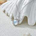 wholesale 925 Sterling Silver Moonstone Fox Pendant Necklace for Women - Memorial s-0-1
