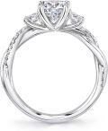 wholesale 14k Three Stone Lab Diamond Ring With Pavé Band-0-1