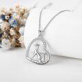 wholesale 925 Sterling Silver Greyhound in Heart Pendant Necklace with Cubic Zirconia and Engraved Message I Love You Forever-0-2