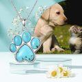 wholesale 925 Sterling Silver Turquoise and Larimar Paw Print Pendant Necklace for Dog Lovers Gifts-0-4