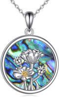 wholesale 925 Sterling Silver Abalone Shell Floral Pendant Necklace for Women Gifts-0-0