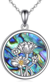 wholesale 925 Sterling Silver Abalone Shell Floral Pendant Necklace for Women Gifts-Poppy Necklace