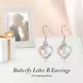 TOUPOP Sterling Silver Rose Heart Butterfly Initial B Letter Drop Dangle Earrings-0-2