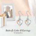 TOUPOP Sterling Silver Rose Heart Butterfly Initial B Letter Drop Dangle Earrings-0-2